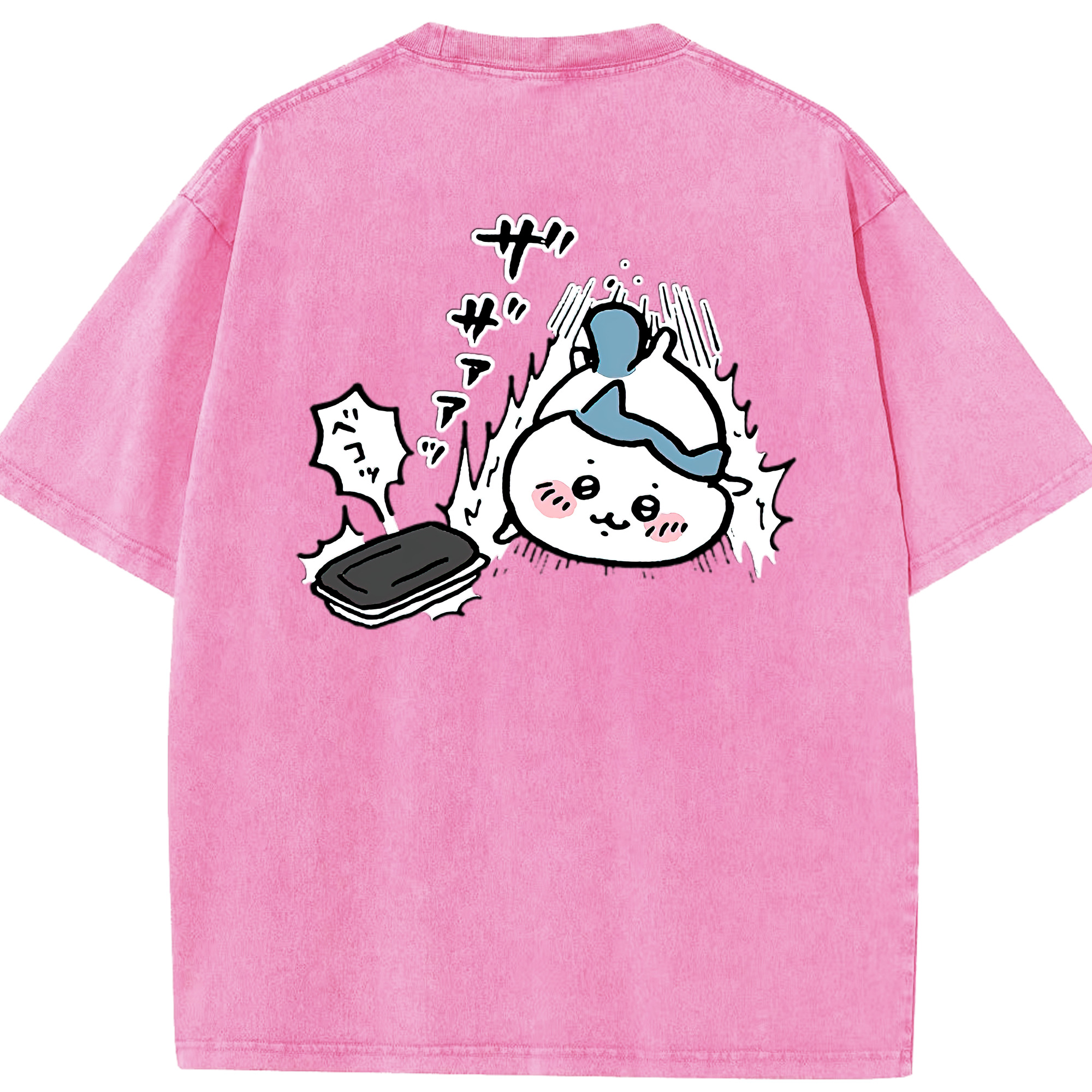 （画像用） ちいかわ ハチワレ Chii-kawa hachiware 綿100% ヴィンテージ風 半袖Tシャツ（背面プリント）